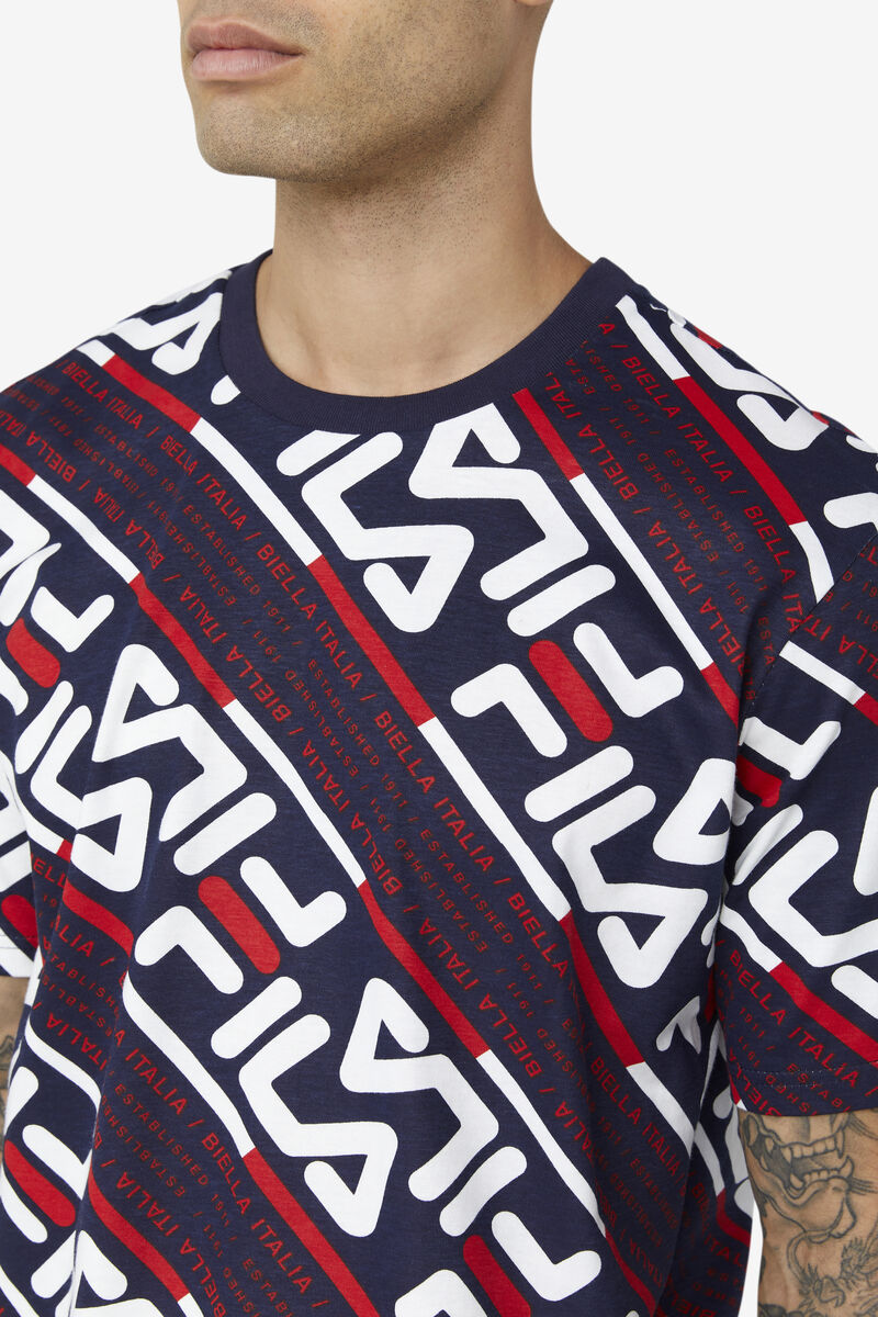 Fila Calvin T-shirt Herr Marinblå Vita Röda | Et9bB7B5qTS