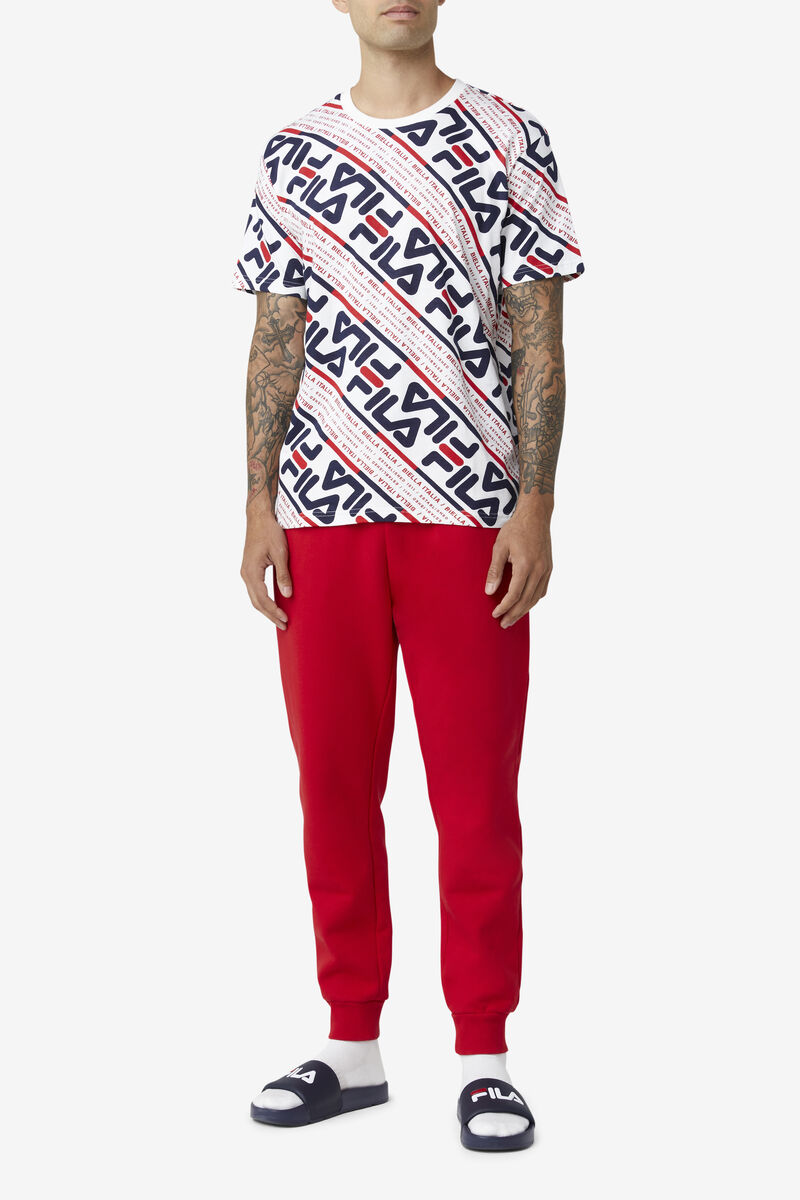 Fila Calvin T-shirt Herr Vita Marinblå Röda | 4uKOUREBxWA