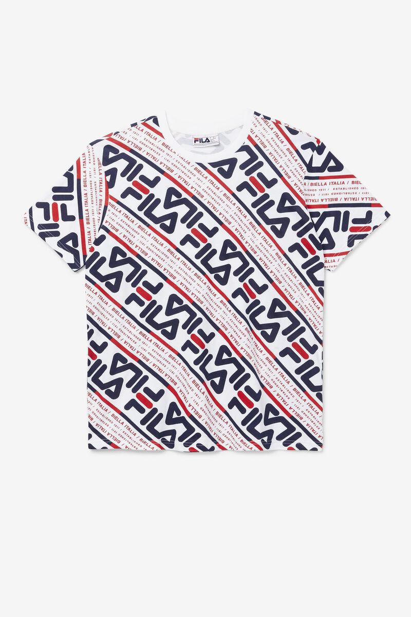 Fila Calvin T-shirt Herr Vita Marinblå Röda | 4uKOUREBxWA