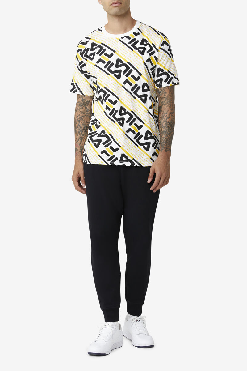 Fila Calvin T-shirt Herr Vita Svarta Gula | DxMRf7HkSbc