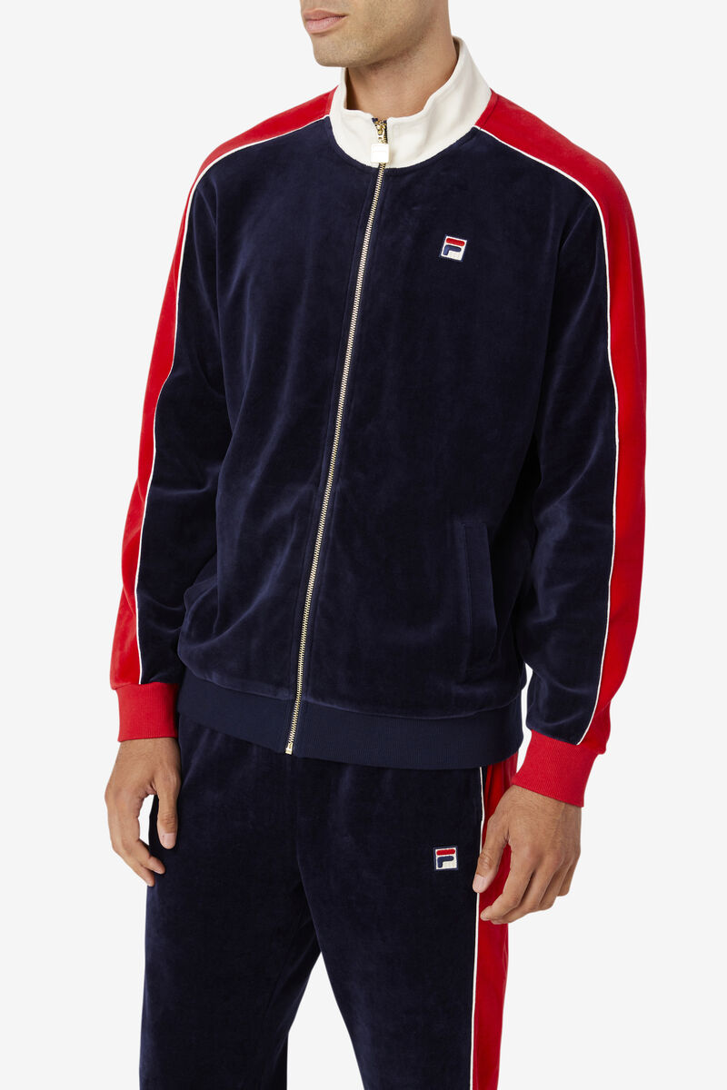 Fila Cima Velour Jacket Träningsoverall Herr Marinblå Röda | jPIL3wDD1gZ