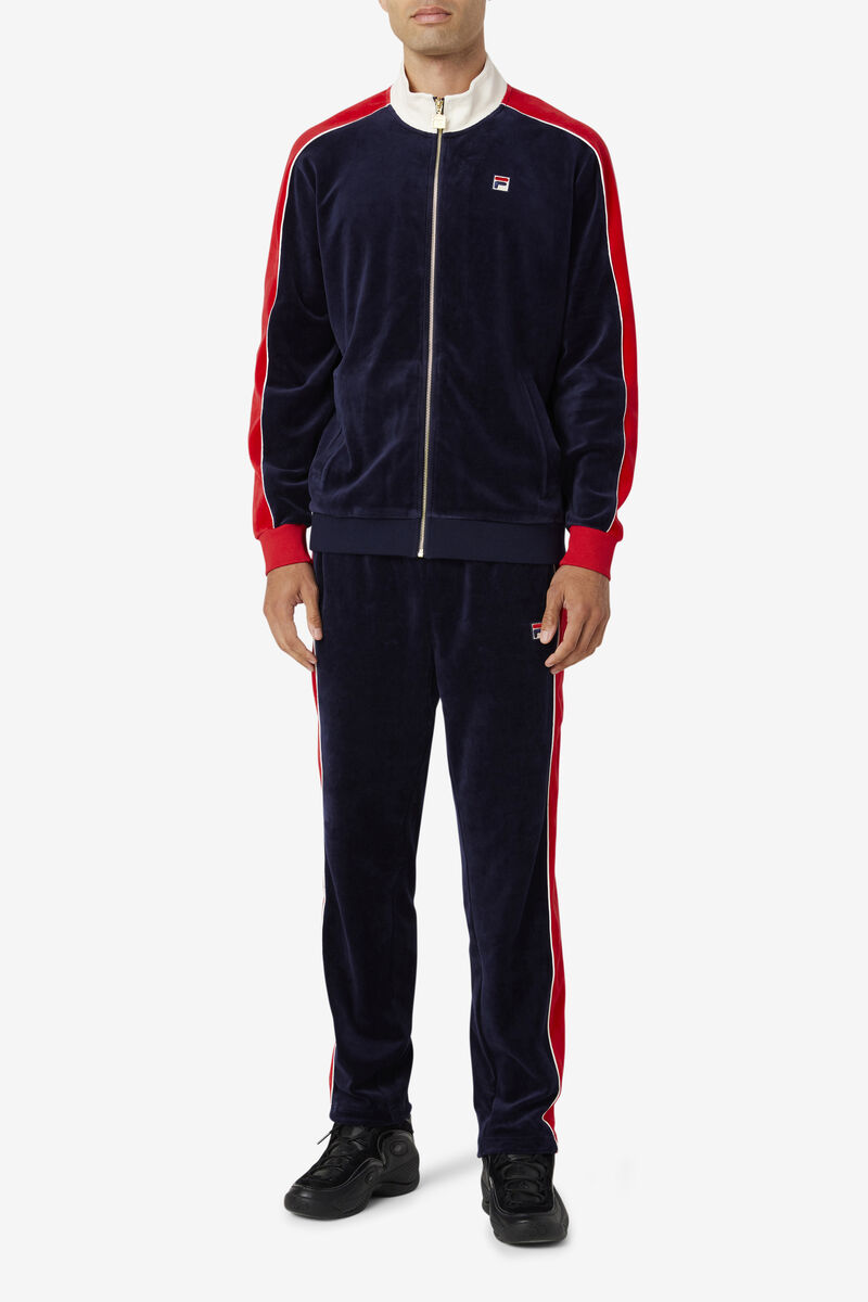 Fila Cima Velour Jacket Träningsoverall Herr Marinblå Röda | jPIL3wDD1gZ