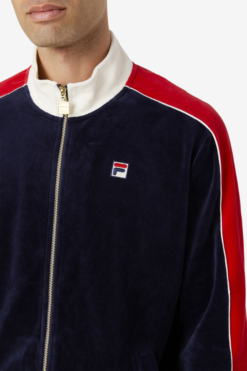 Fila Cima Velour Jacket Träningsoverall Herr Marinblå Röda | jPIL3wDD1gZ