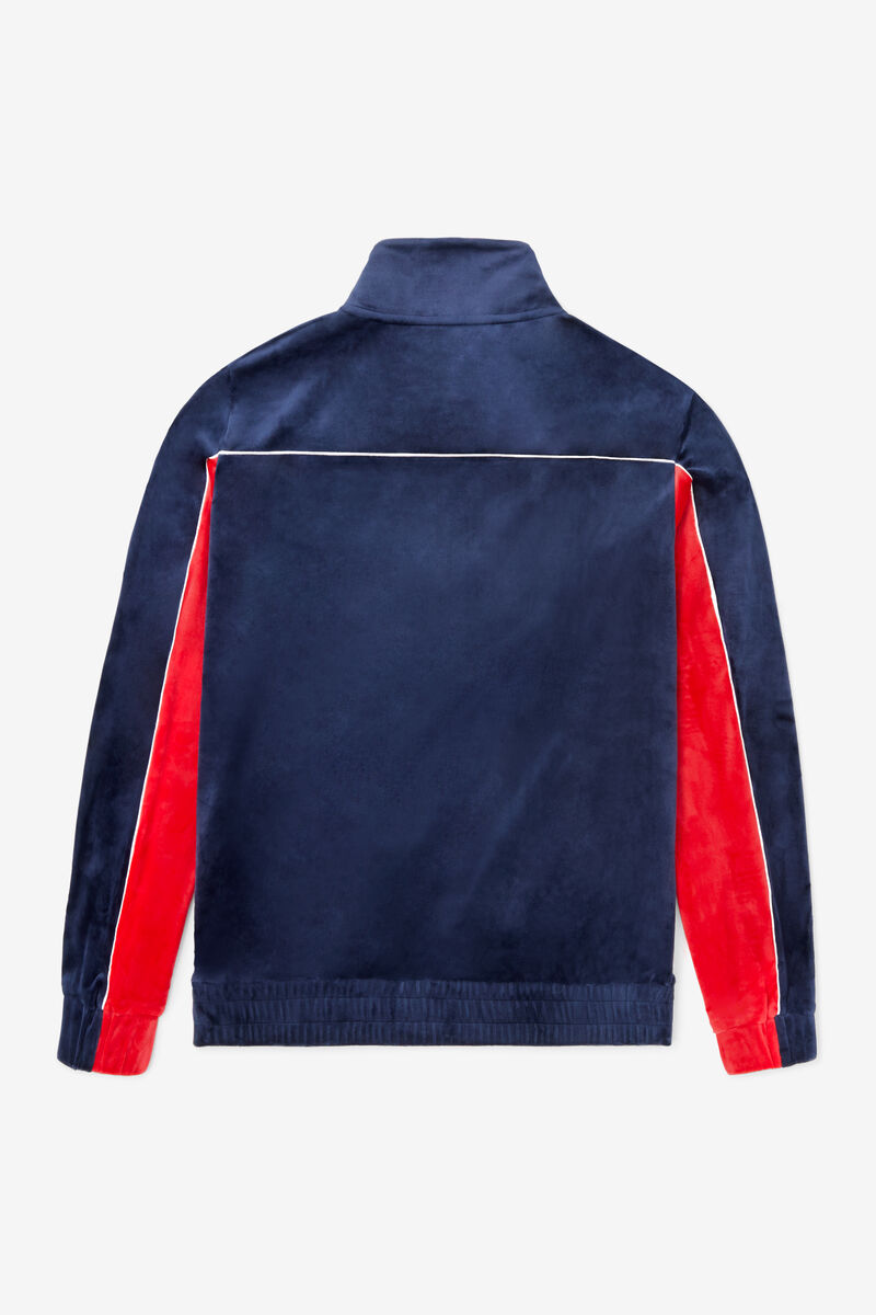 Fila Cisco Velour Jacket Träningsoverall Herr Marinblå Röda Vita | mWR9xOERXmh