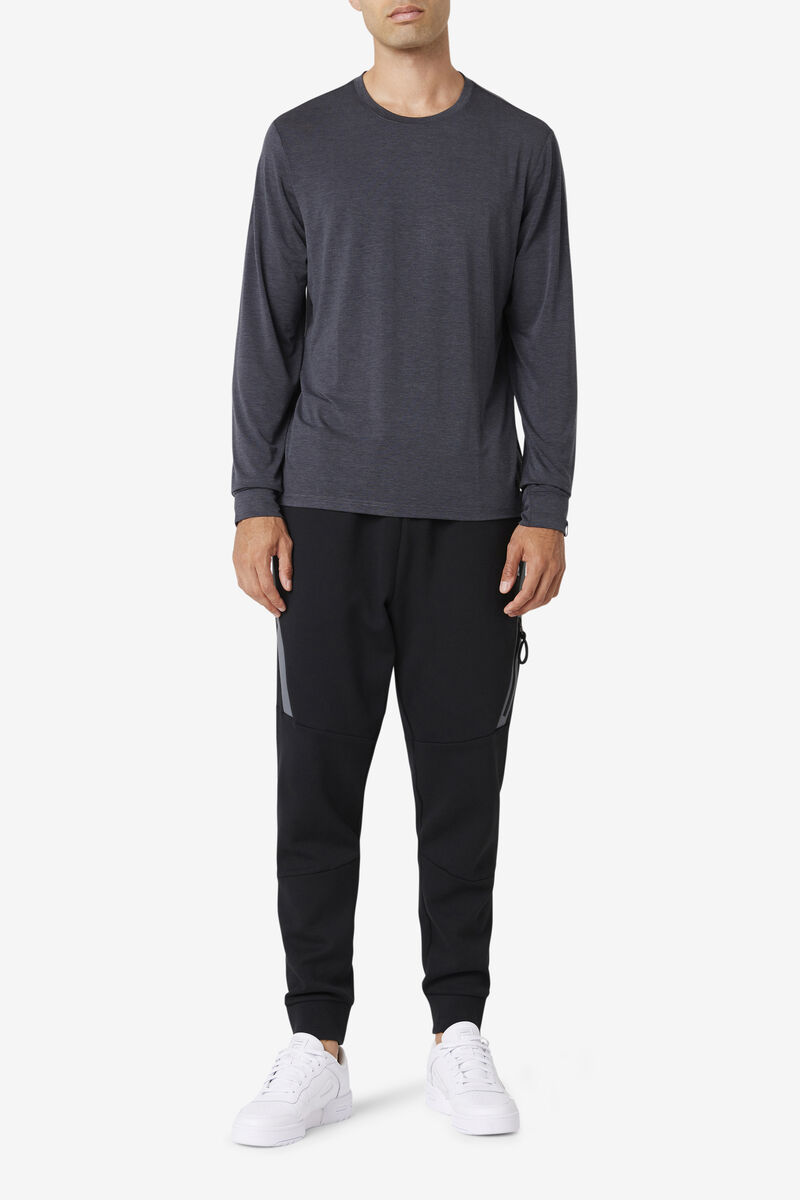 Fila Commuter Long Sleeve T-shirt Herr Svarta | ILTKH1DhOym