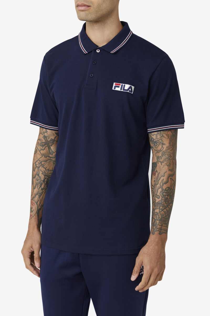 Fila Connell Polo Polo Shirt Herr Marinblå Vita Röda | BVCxGK2tO6t