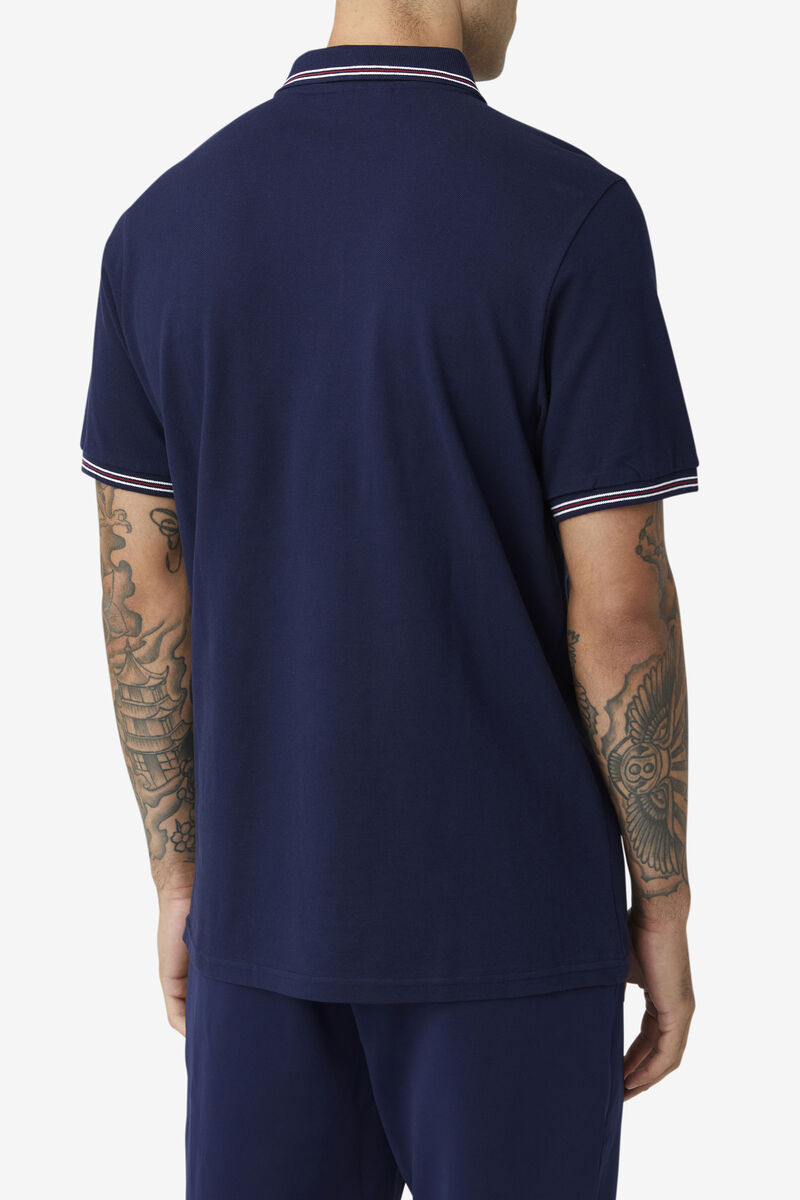 Fila Connell Polo Polo Shirt Herr Marinblå Vita Röda | BVCxGK2tO6t