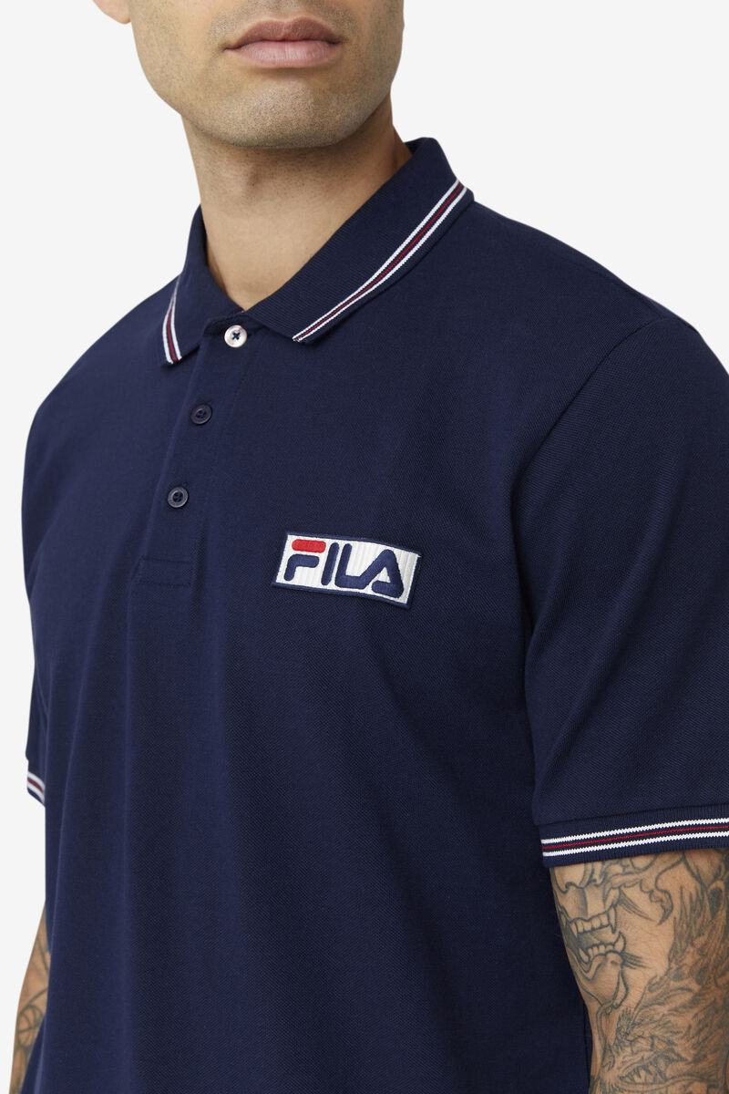 Fila Connell Polo Polo Shirt Herr Marinblå Vita Röda | BVCxGK2tO6t