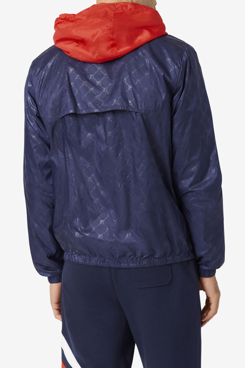 Fila Copper Hood Jacket Jacka Herr Marinblå Röda | 3uIY9NLrBU3