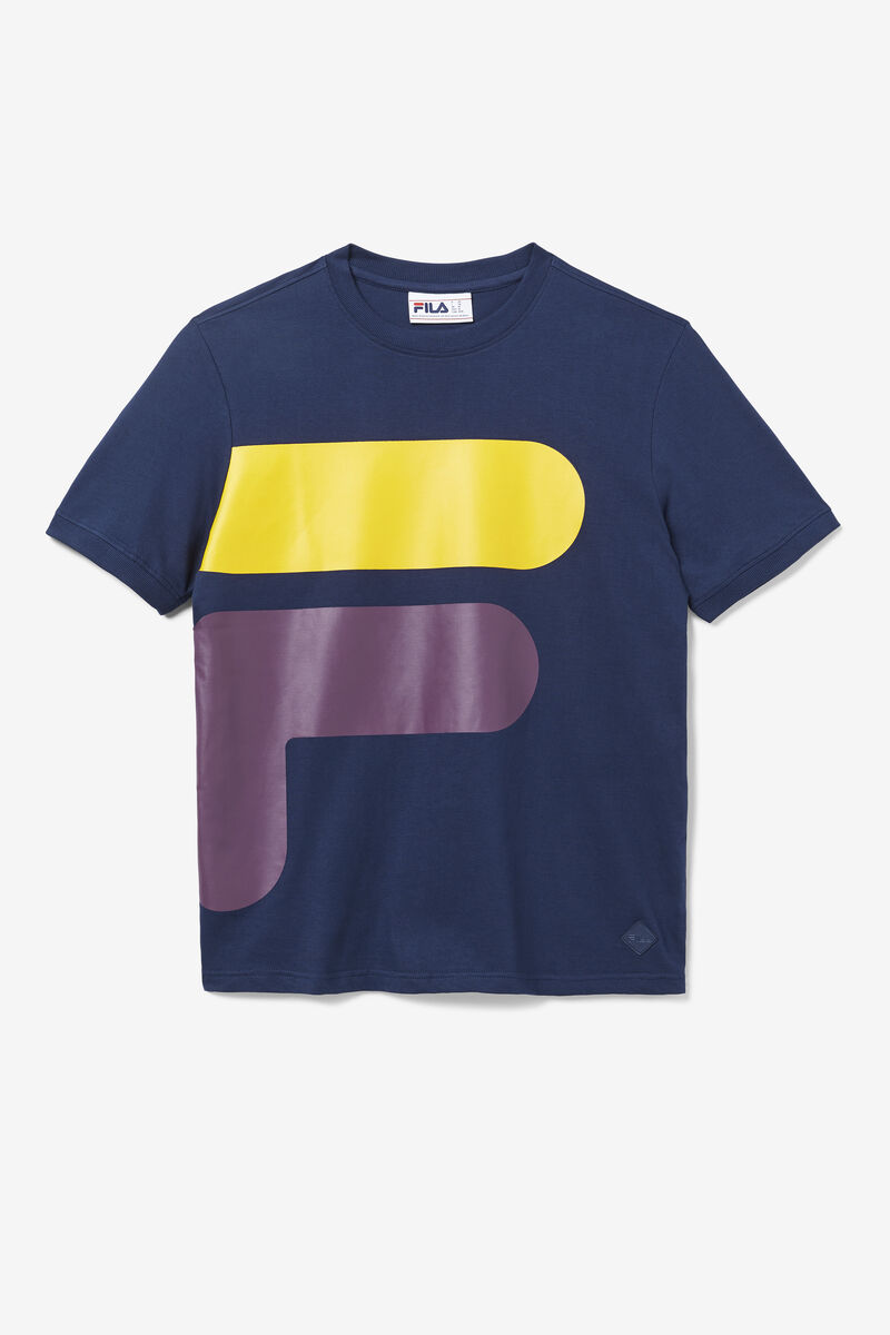 Fila Corp T-shirt Herr Marinblå Gula | MebbZYf2AAS