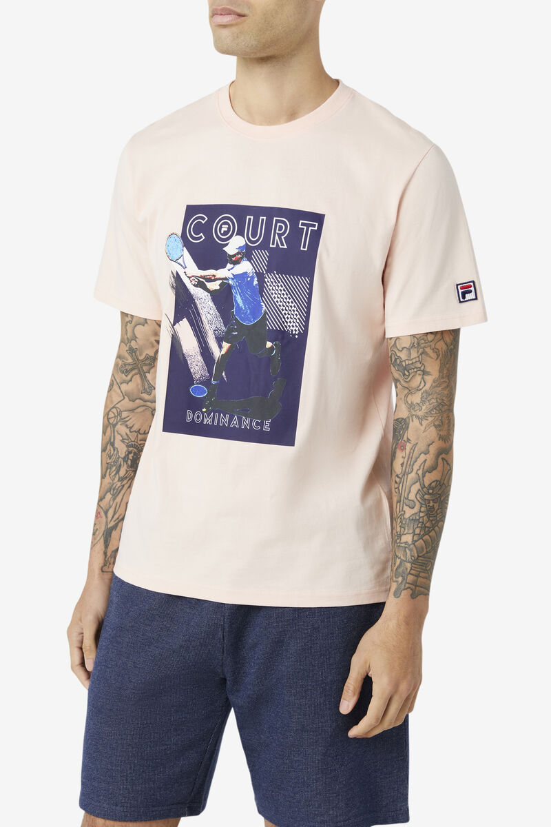 Fila Court Dominance T-shirt Herr Rosa Marinblå | AUcOw34Rzz3