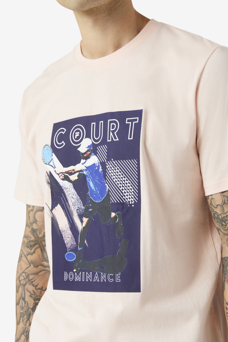 Fila Court Dominance T-shirt Herr Rosa Marinblå | AUcOw34Rzz3
