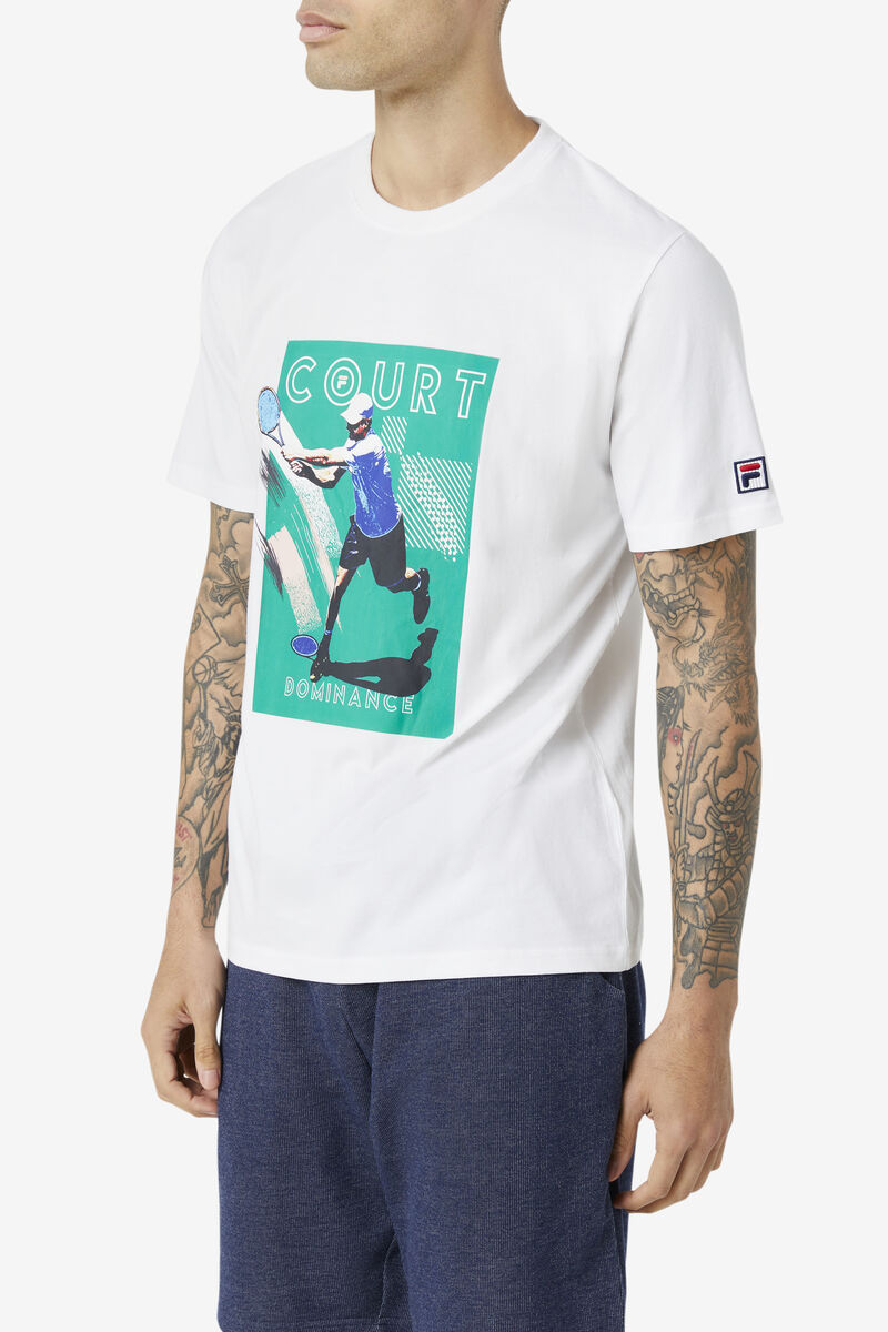 Fila Court Dominance T-shirt Herr Vita Gröna | JihVaytor3J