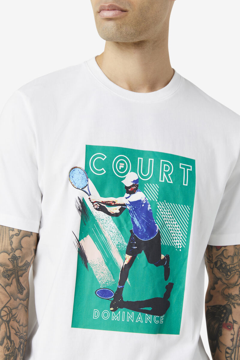 Fila Court Dominance T-shirt Herr Vita Gröna | JihVaytor3J