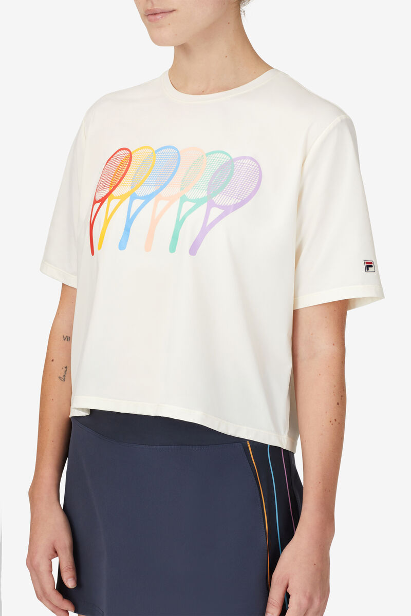 Fila Cross Court Graphic T-shirt Dam Vita | Kx2fCESNTej