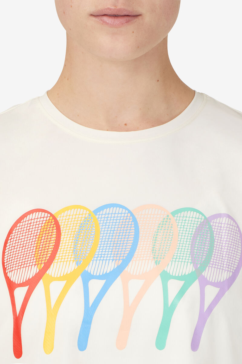 Fila Cross Court Graphic T-shirt Dam Vita | Kx2fCESNTej