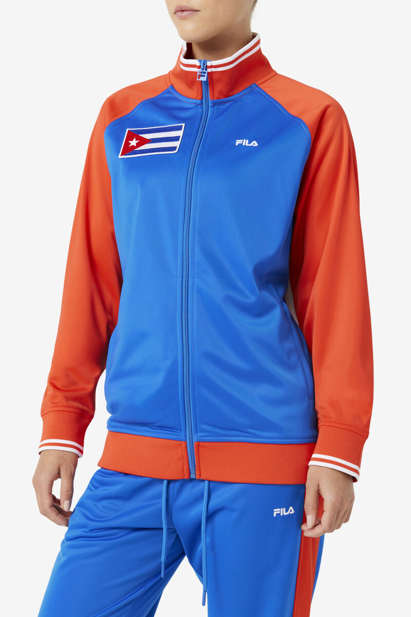 Fila Cuba Track Jacket Träningsoverall Dam Röda Vita Blå | 6NrubVnu2pi
