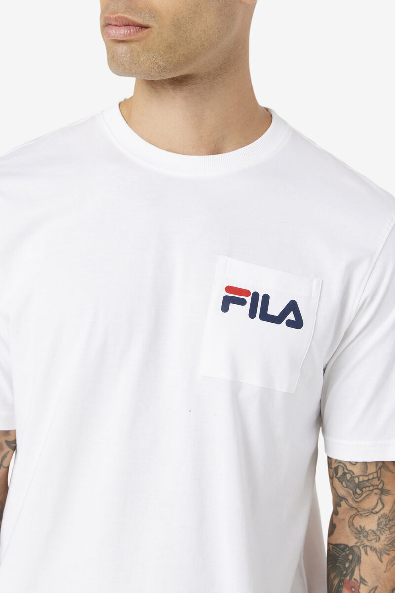 Fila Curtis Pocket T-shirt Herr Vita | bN1USCUkfaM
