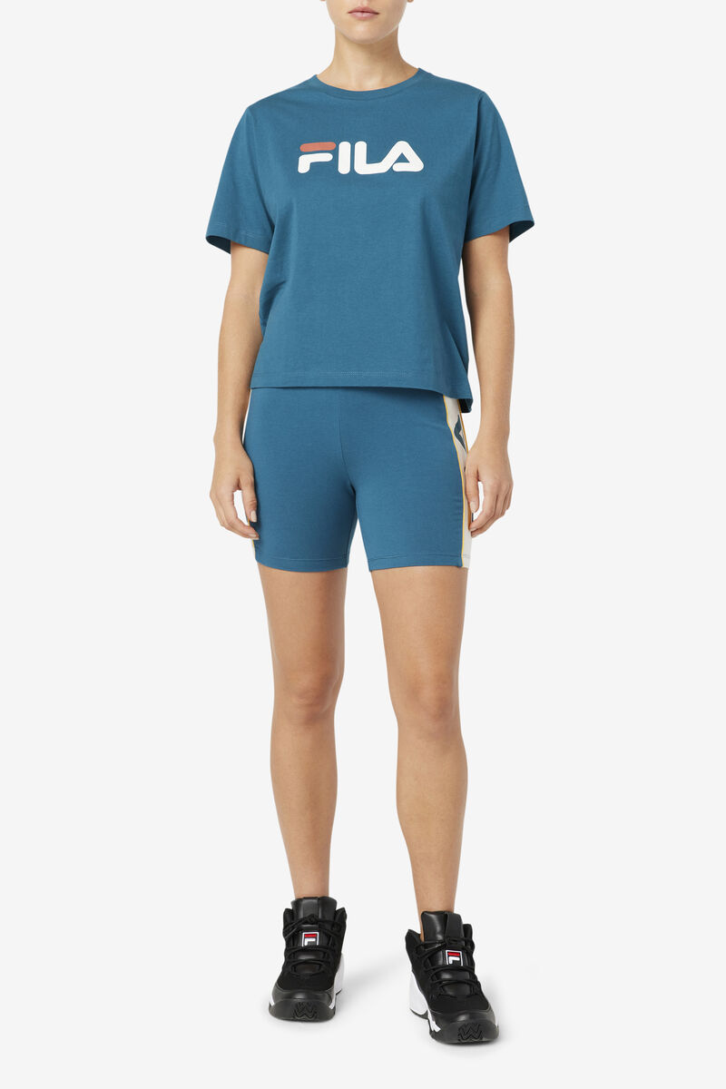 Fila Davina Bike Kort Shorts Dam Blå Korall | pyVGcjftofU