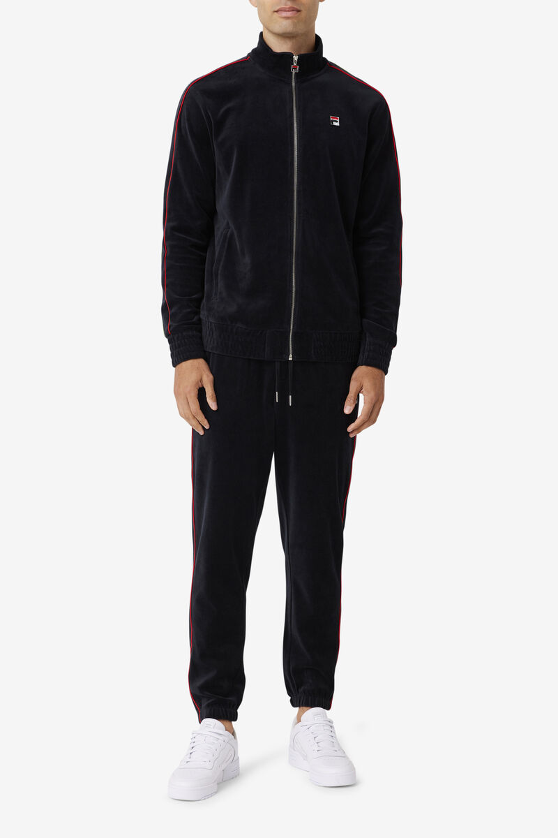 Fila Deverall Velour Jacket Jacka Herr Svarta Röda Gröna | zyy42HO5UrS