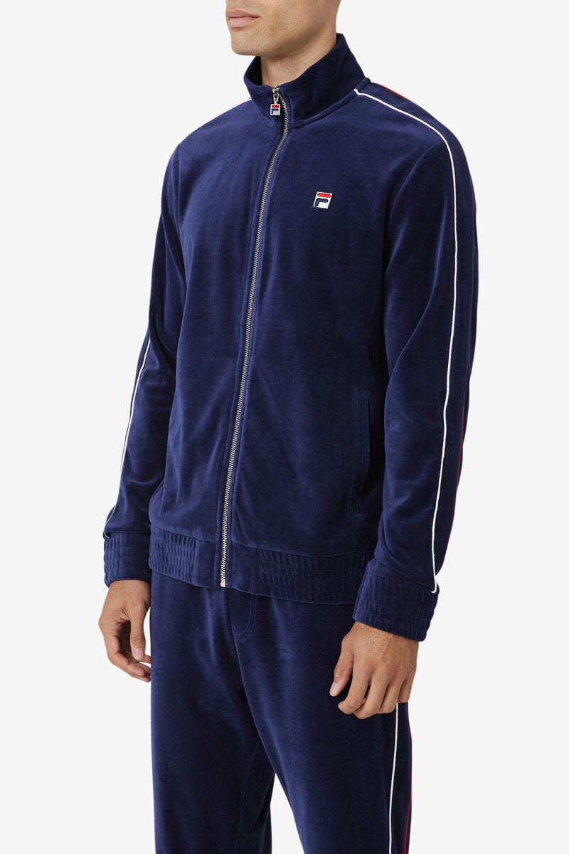 Fila Deverall Velour Jacket Träningsoverall Herr Marinblå Vita Röda | 6wRs2el1B2F