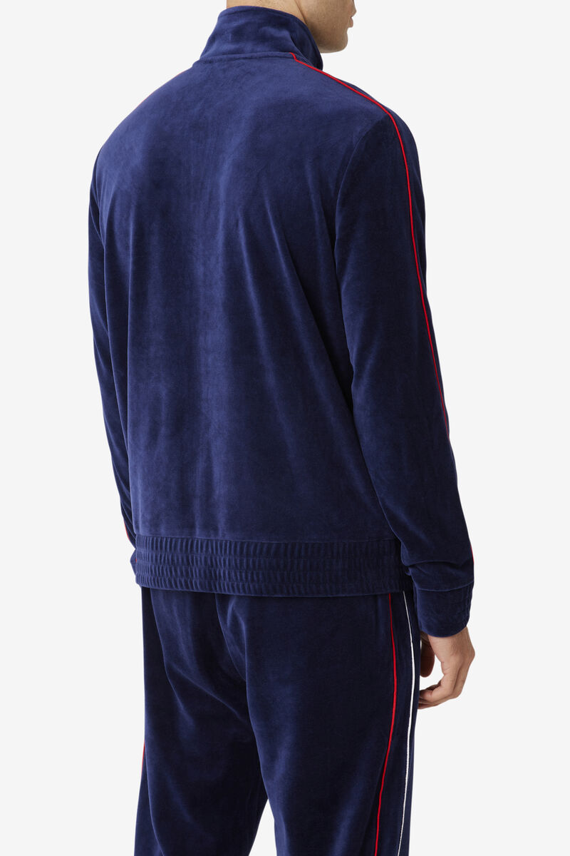 Fila Deverall Velour Jacket Träningsoverall Herr Marinblå Vita Röda | 6wRs2el1B2F
