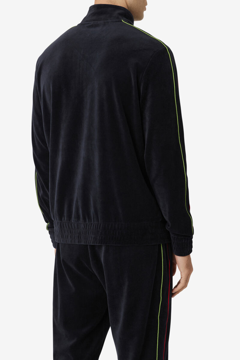 Fila Deverall Velour Jacket Träningsoverall Herr Svarta Röda Gröna | ketNHINz8Vr