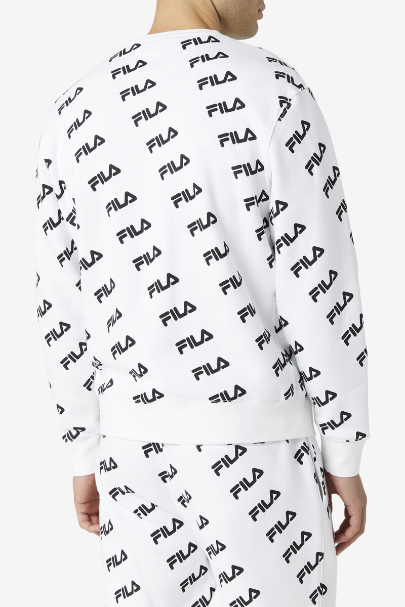 Fila Diagonal Logo Crew Tröjor Dam Vita Svarta | 5CRXy52i2kW