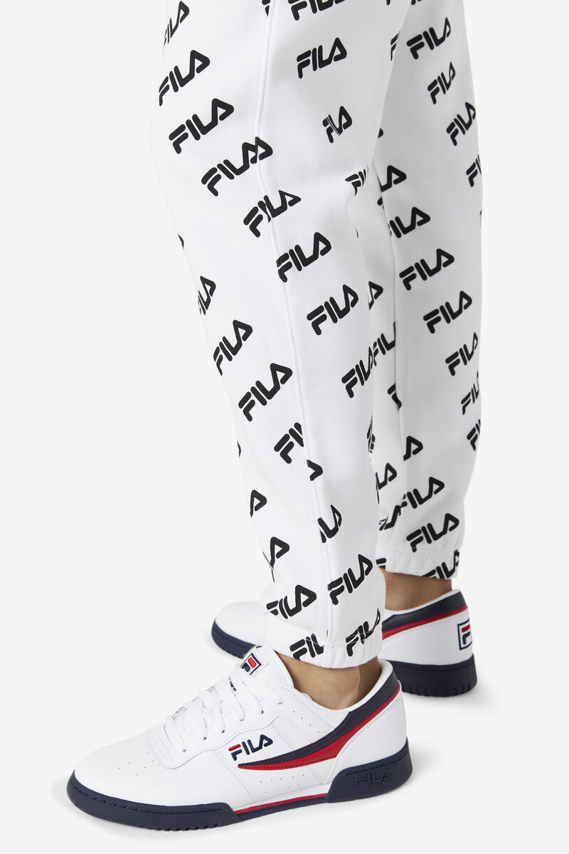 Fila Diagonal Logo Jogger Byxor Herr Vita Svarta | B7F5VtyWVGT