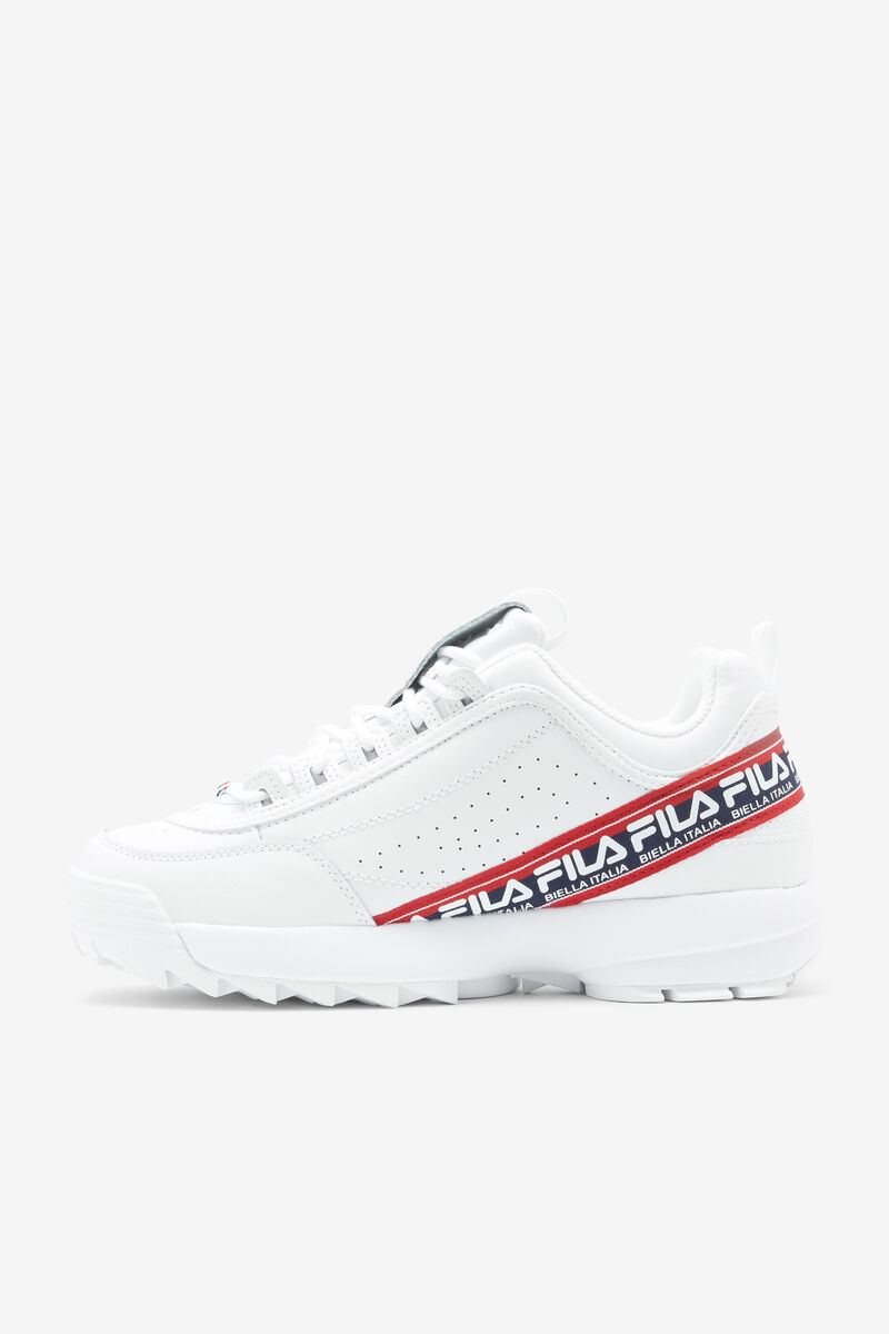 Fila Disruptor 2 Premium Logo Tape Platform Skor Herr Vita Marinblå Röda | tSKyFh6cWgl