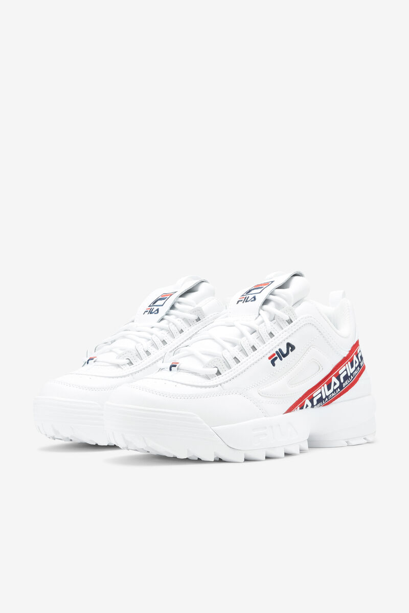 Fila Disruptor 2 Premium Logo Tape Platform Skor Herr Vita Marinblå Röda | tSKyFh6cWgl