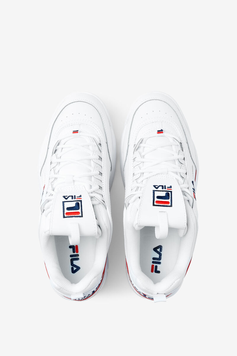 Fila Disruptor 2 Premium Logo Tape Platform Skor Herr Vita Marinblå Röda | tSKyFh6cWgl