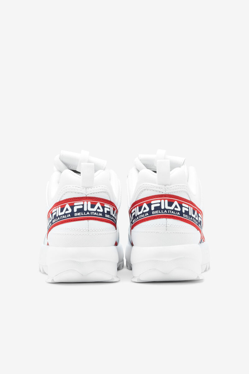 Fila Disruptor 2 Premium Logo Tape Platform Skor Herr Vita Marinblå Röda | tSKyFh6cWgl