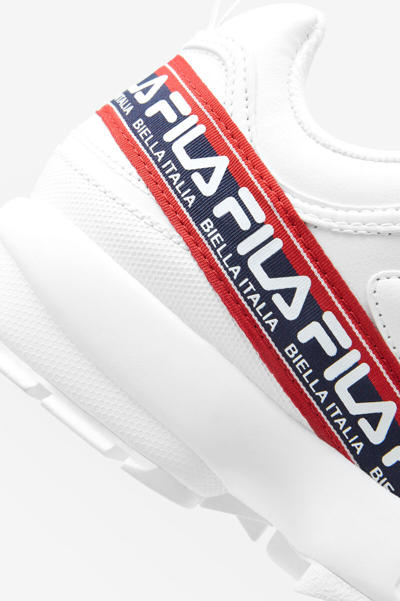 Fila Disruptor 2 Premium Logo Tape Platform Skor Herr Vita Marinblå Röda | tSKyFh6cWgl