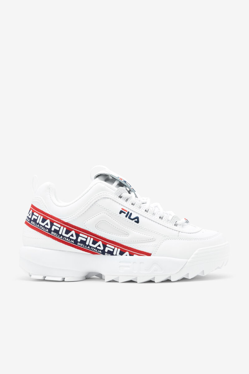 Fila Disruptor 2 Premium Logo Tape Platform Skor Herr Vita Marinblå Röda | tSKyFh6cWgl