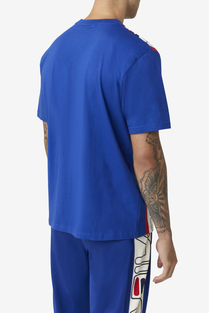 Fila Dixon T-shirt Herr Blå Röda | PIR2p1GP6Dy