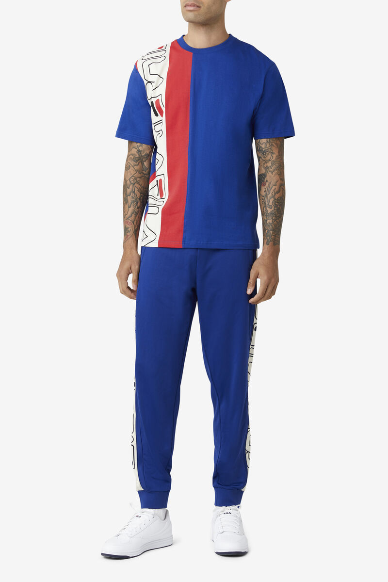 Fila Dixon T-shirt Herr Blå Röda | PIR2p1GP6Dy