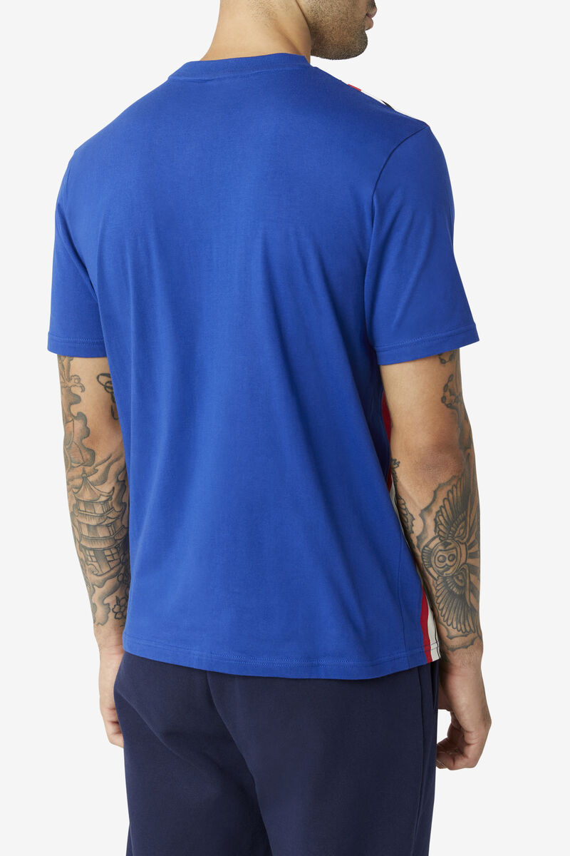Fila Dixon T-shirt Herr Blå Röda | PIR2p1GP6Dy