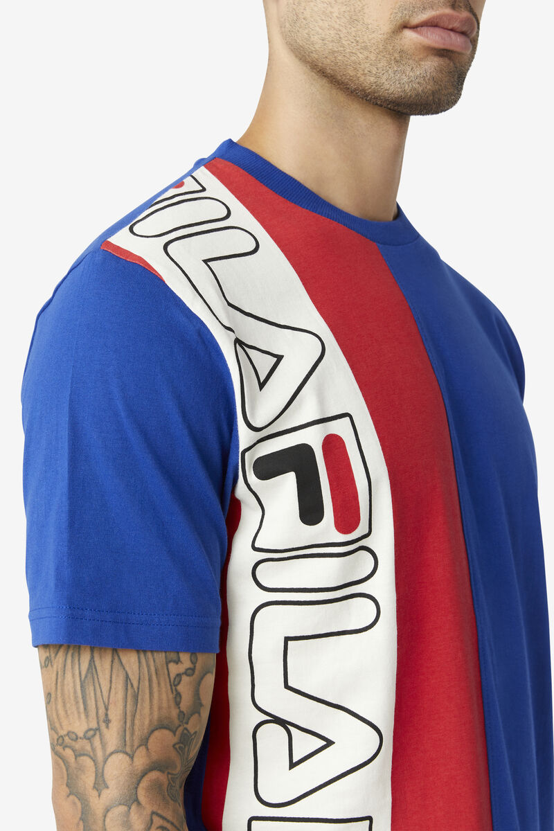 Fila Dixon T-shirt Herr Blå Röda | PIR2p1GP6Dy