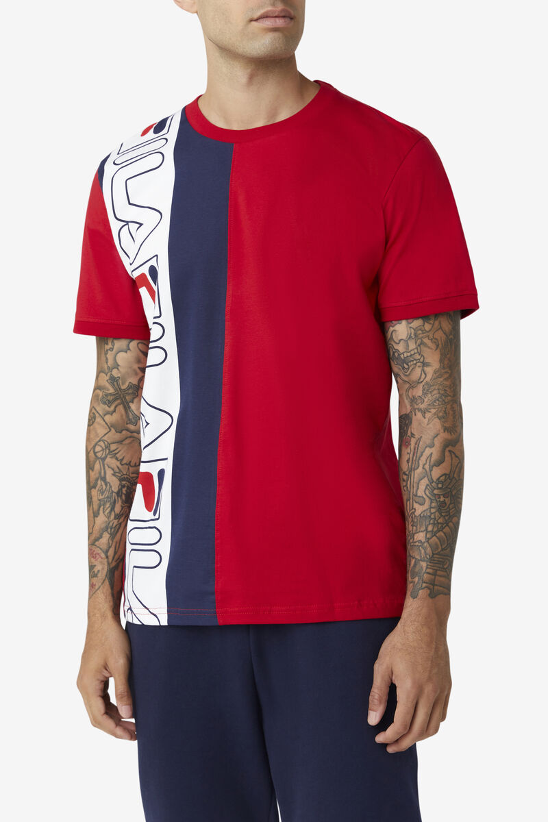 Fila Dixon T-shirt Herr Röda Marinblå Vita | bjqCphBIvxu