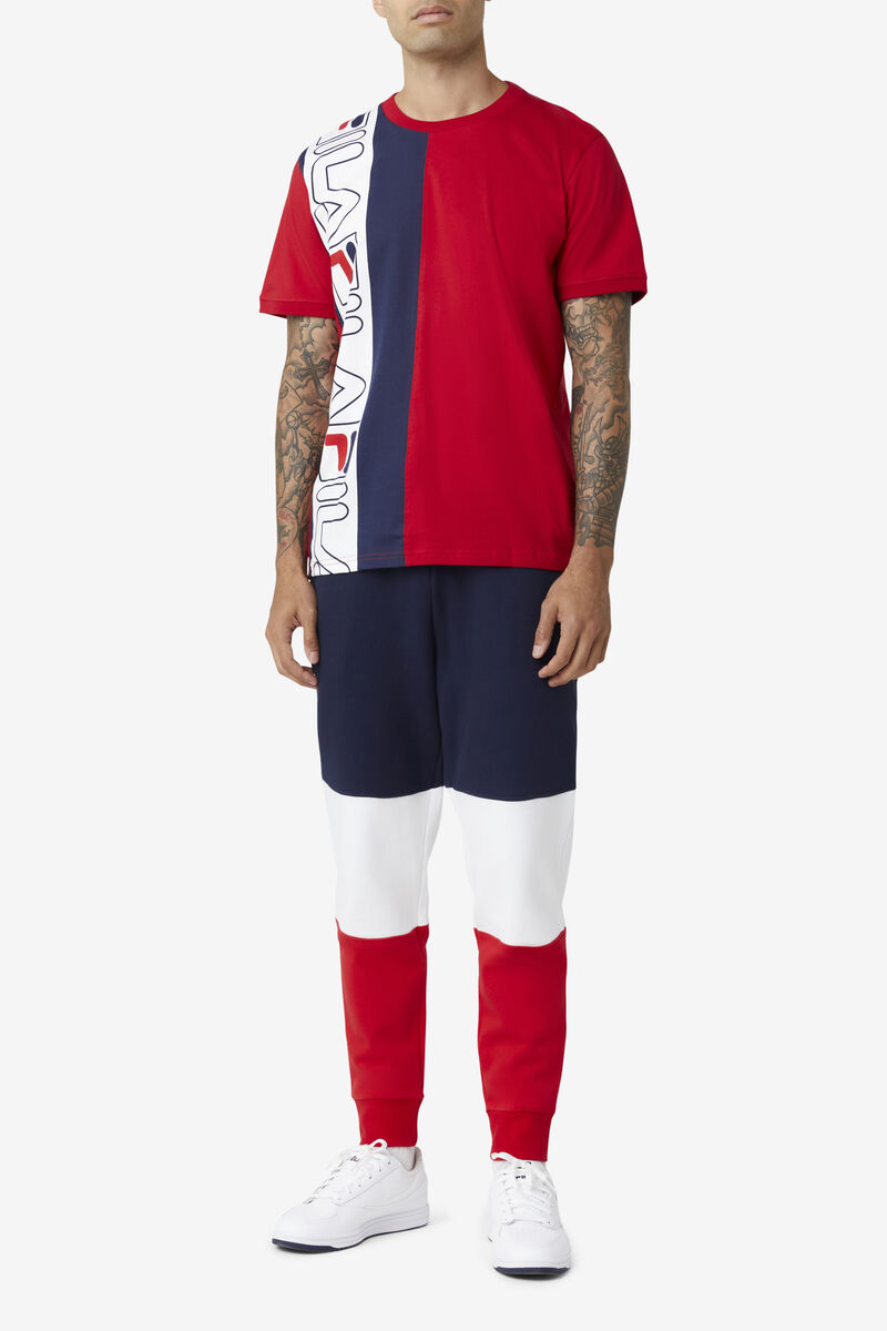 Fila Dixon T-shirt Herr Röda Marinblå Vita | bjqCphBIvxu