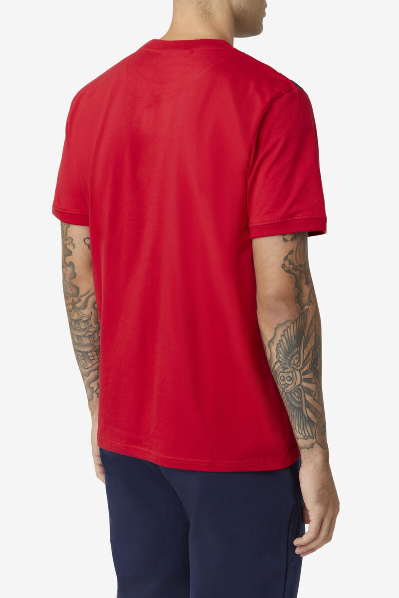 Fila Dixon T-shirt Herr Röda Marinblå Vita | bjqCphBIvxu
