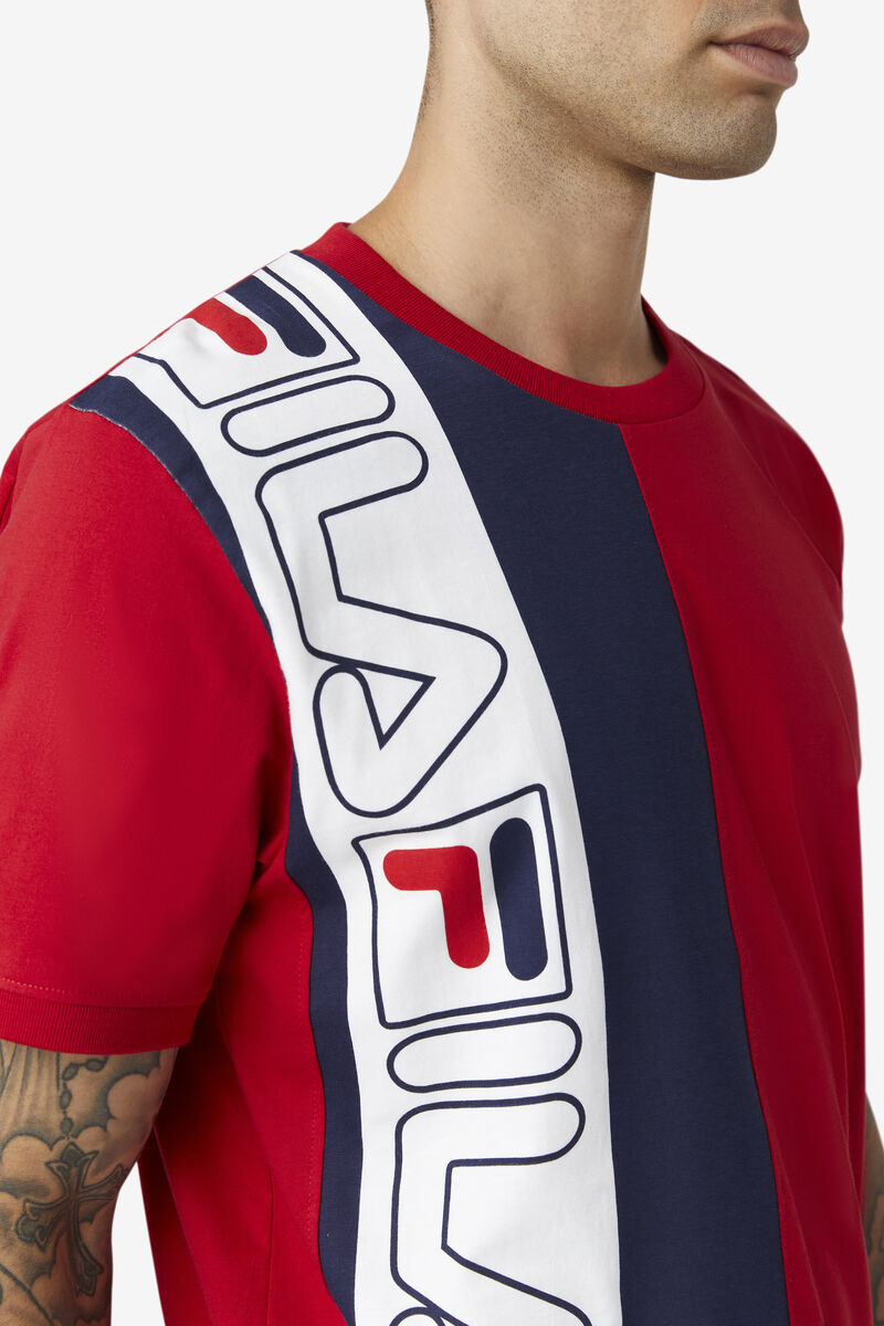 Fila Dixon T-shirt Herr Röda Marinblå Vita | bjqCphBIvxu