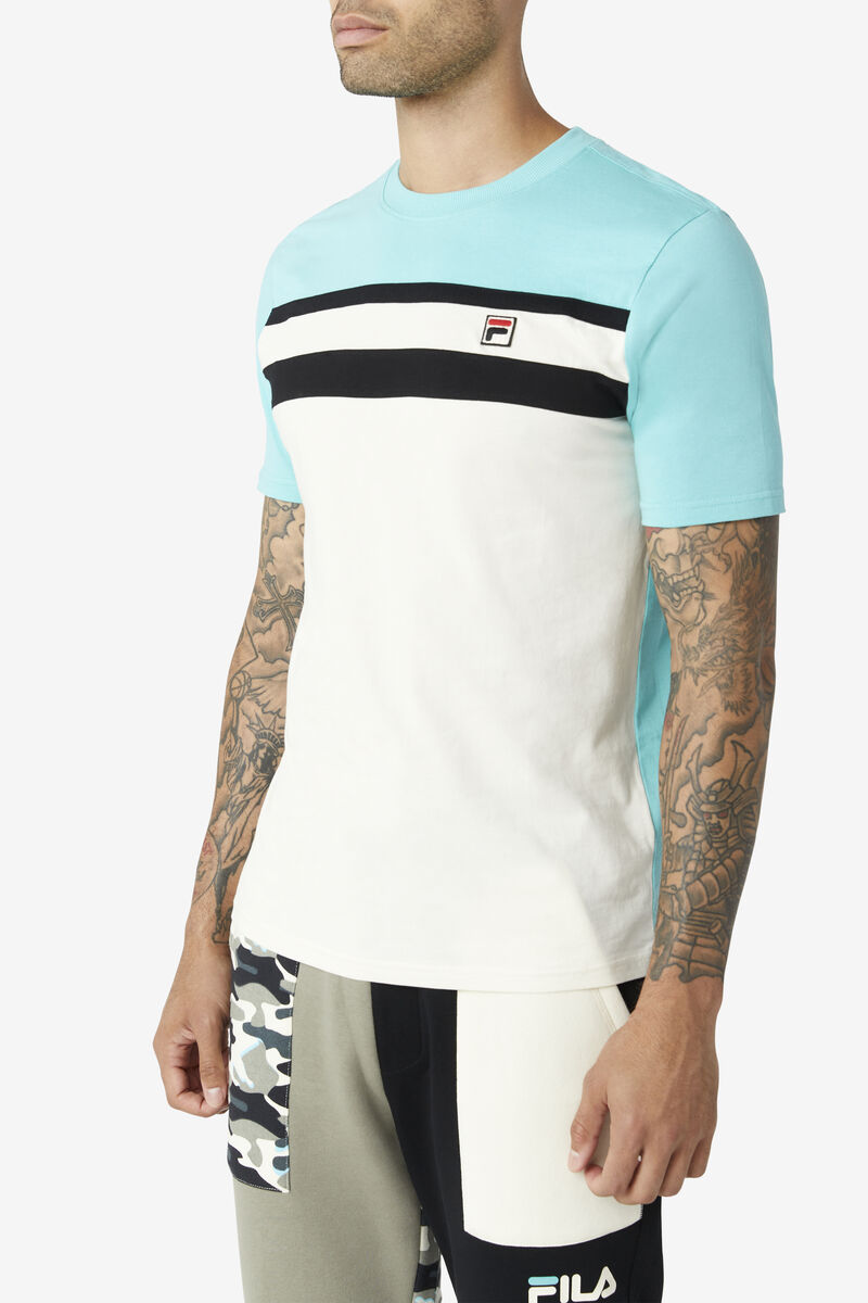 Fila Dover T-shirt Herr Blå Turkos Svarta | XYbiCz6SDKE