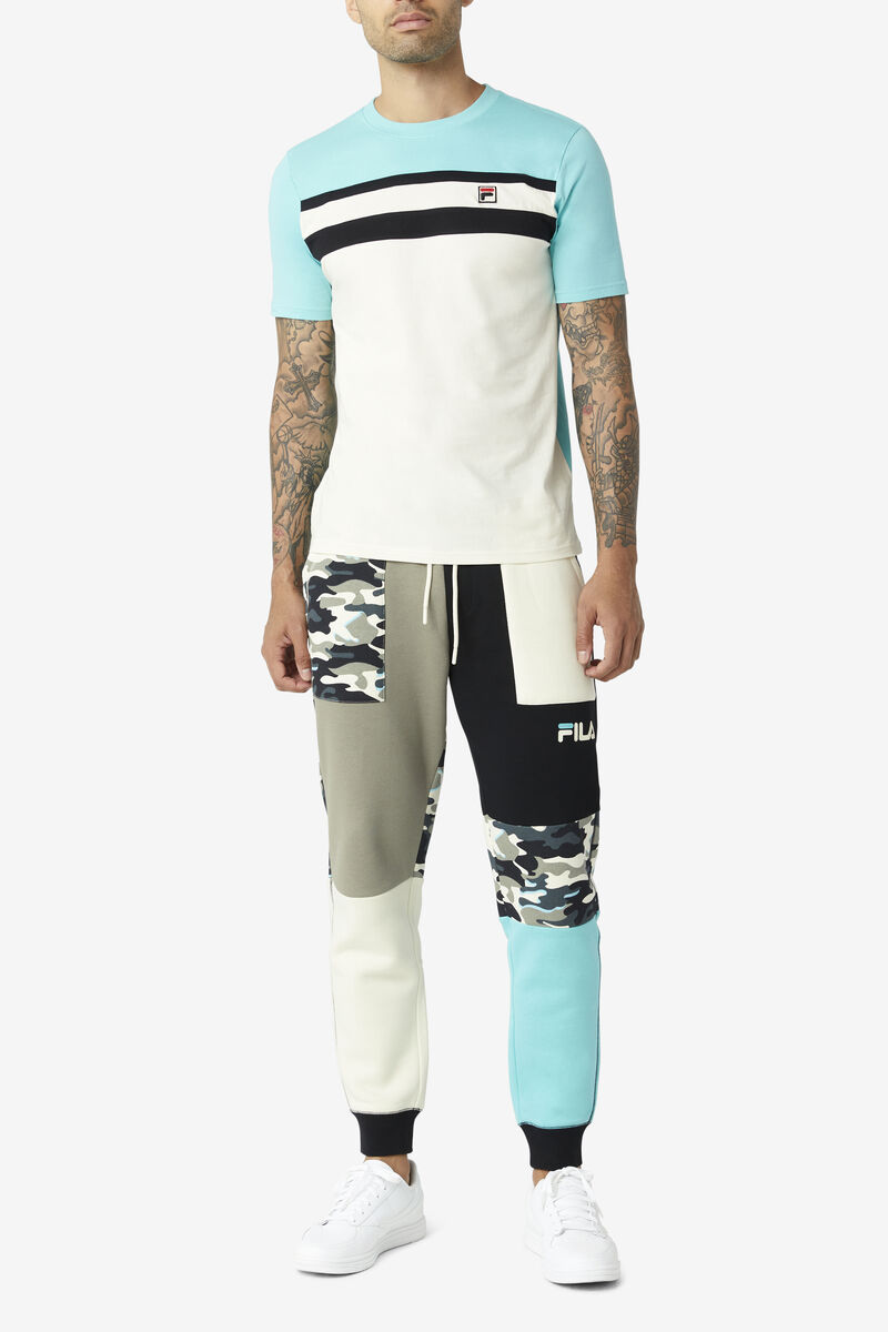 Fila Dover T-shirt Herr Blå Turkos Svarta | XYbiCz6SDKE