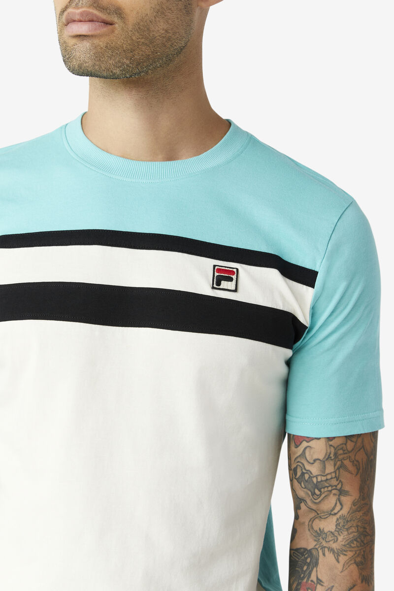Fila Dover T-shirt Herr Blå Turkos Svarta | XYbiCz6SDKE
