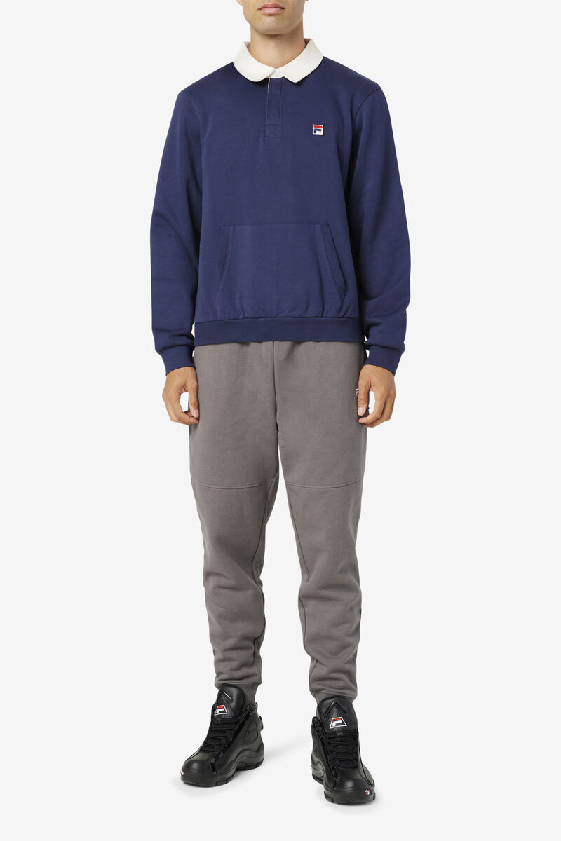 Fila Edison Fleece Rugby Sweatshirt Herr Marinblå Vita | lekM46Atc27