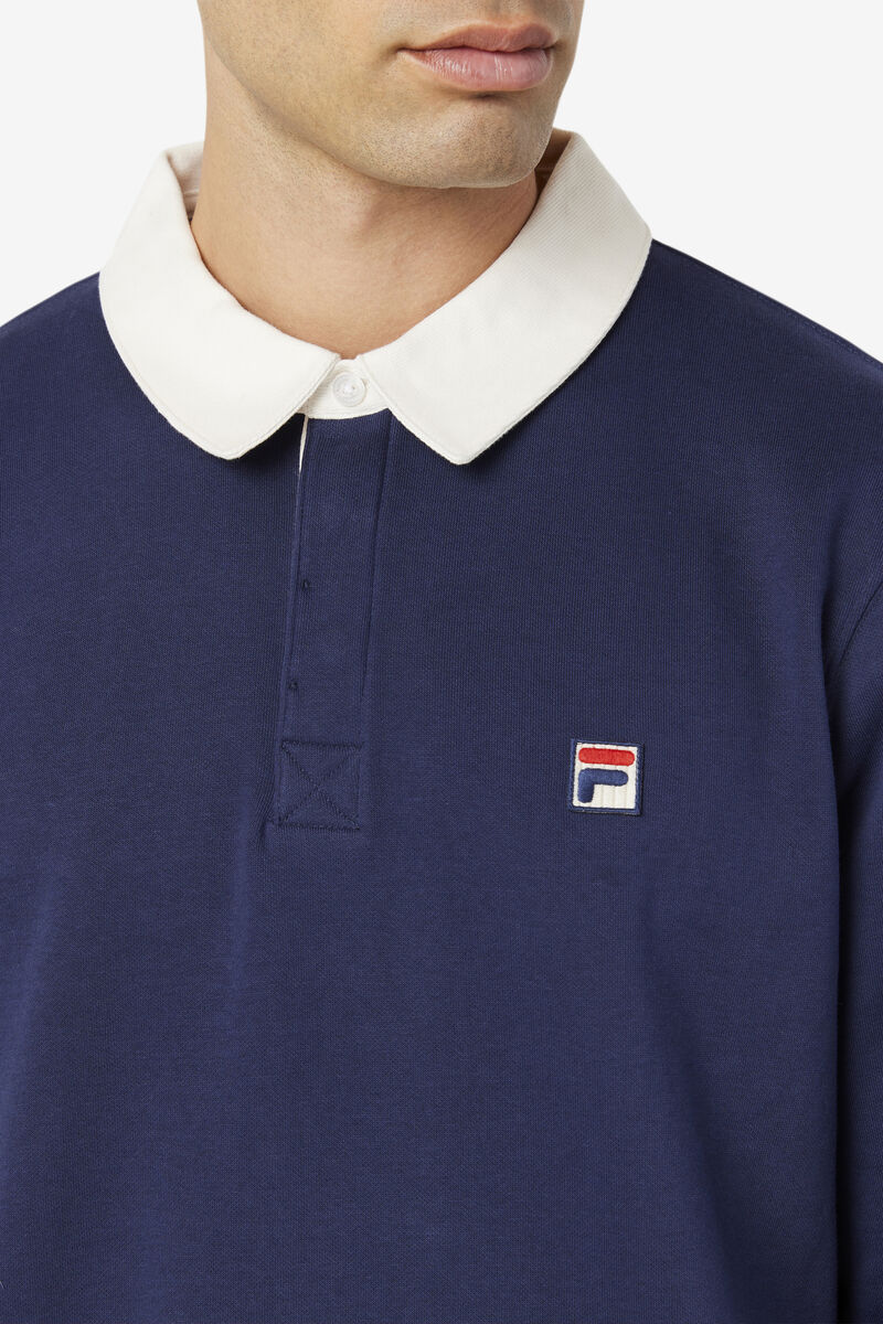Fila Edison Fleece Rugby Sweatshirt Herr Marinblå Vita | lekM46Atc27