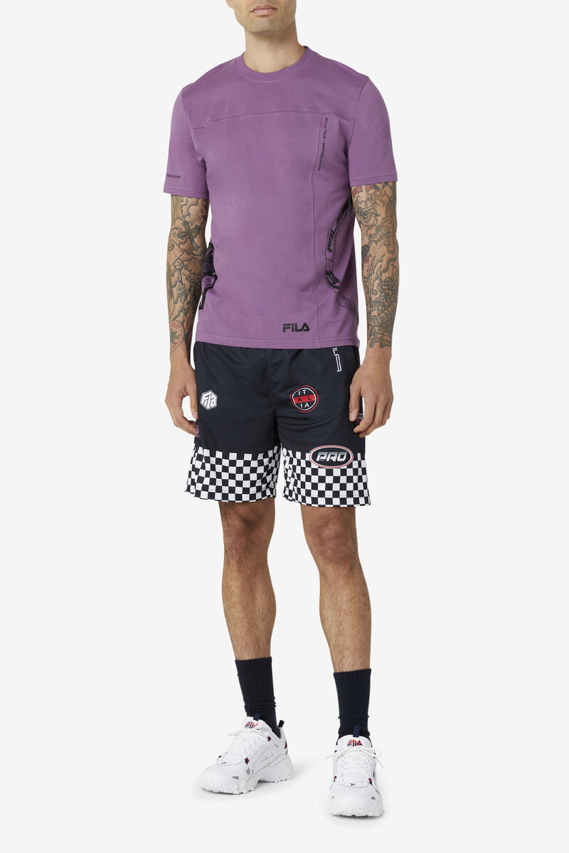 Fila Exzone Checkered Shorts Shorts Herr Svarta | 3V2WksIdmxu