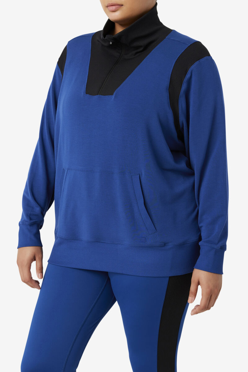 Fila Fi-lux Half Zip Tröjor Dam Marinblå Svarta | O7AYIP6GQCR